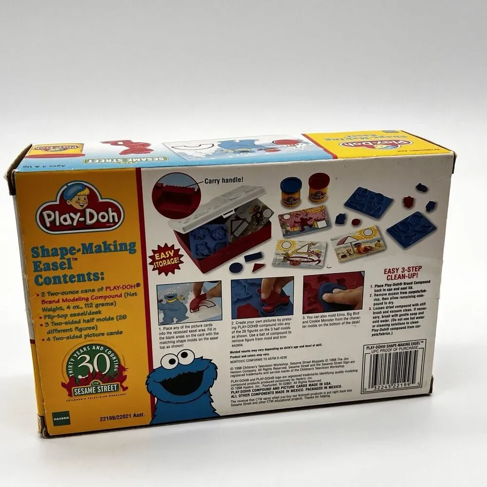 Vtg Play Doh Sesame Street Shape Making Flip Top Desk 1998 Very Good